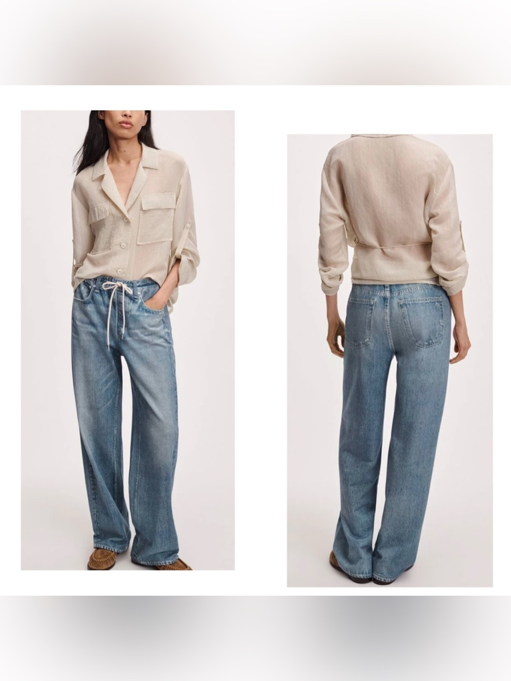 rag & bone Light Blue Wide-Leg Denim Jeans